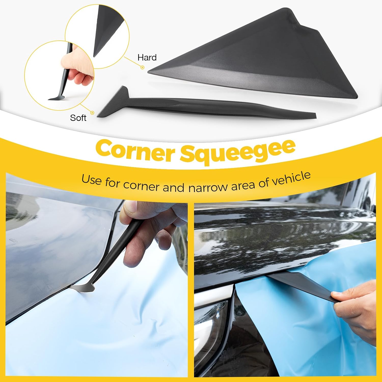 Vinyl Wrap Tool Kit for Car Window Tint Installation with Magnet Holder, Rubber & Vinyl Squeegees, Shank Gasket, Mini