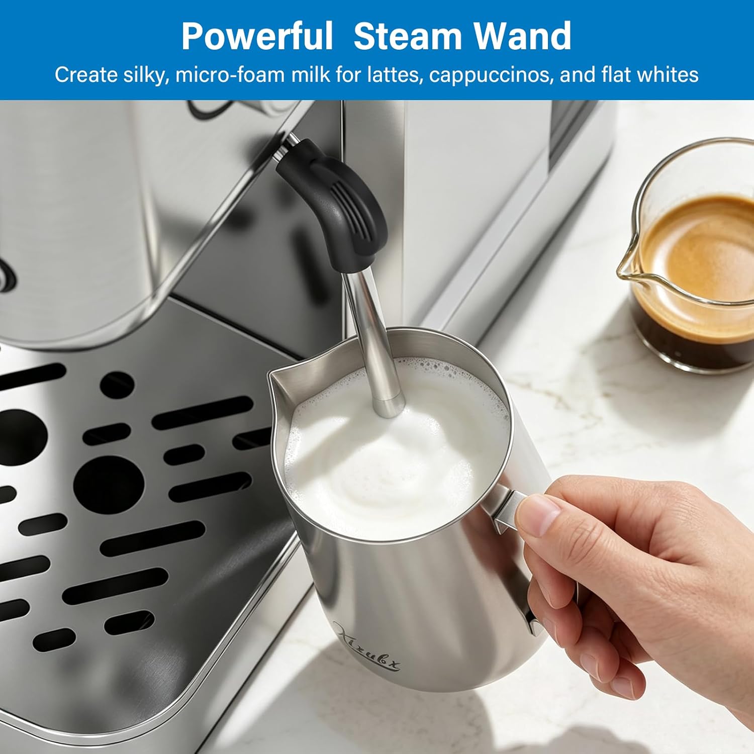 Cold Brew Espresso Maker with Steam Wand for Home & Office | Precise Pressure Gauge, 20 Bar Pump, 42 oz Water Tank
