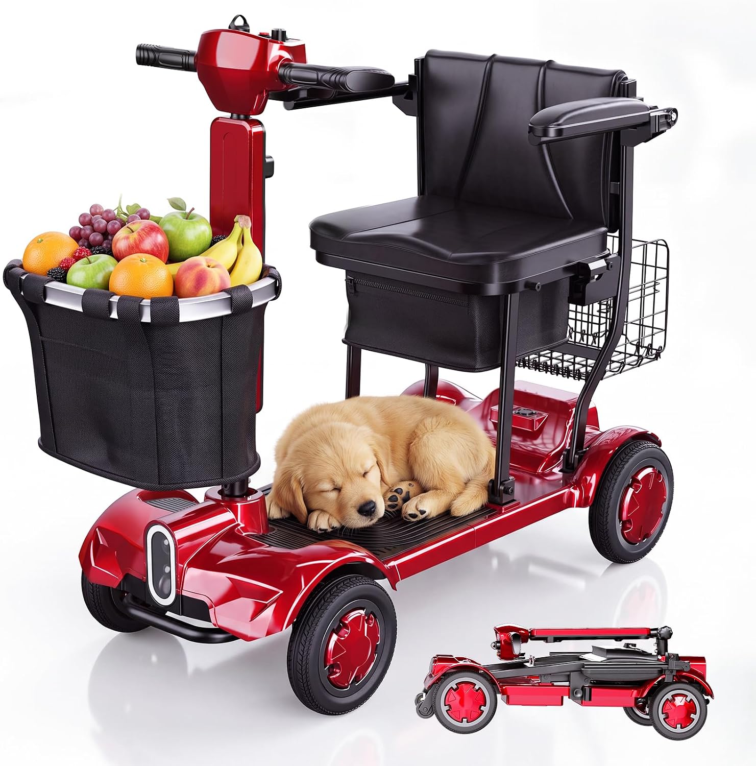 Lightweight Folding Mobility Scooter for Seniors & Adults, 42 lb Portable 4 Wheel Motorized Scooter, 20/40 Miles