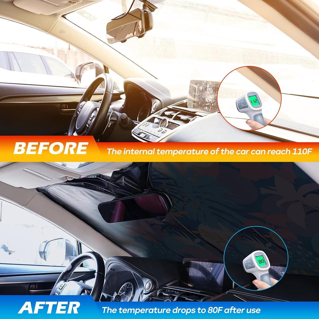 Windshield Sun Shade - Car Windshield Sun Shade for UV Protecion Heat Reduction 2026 Sun Visor for Car Interior