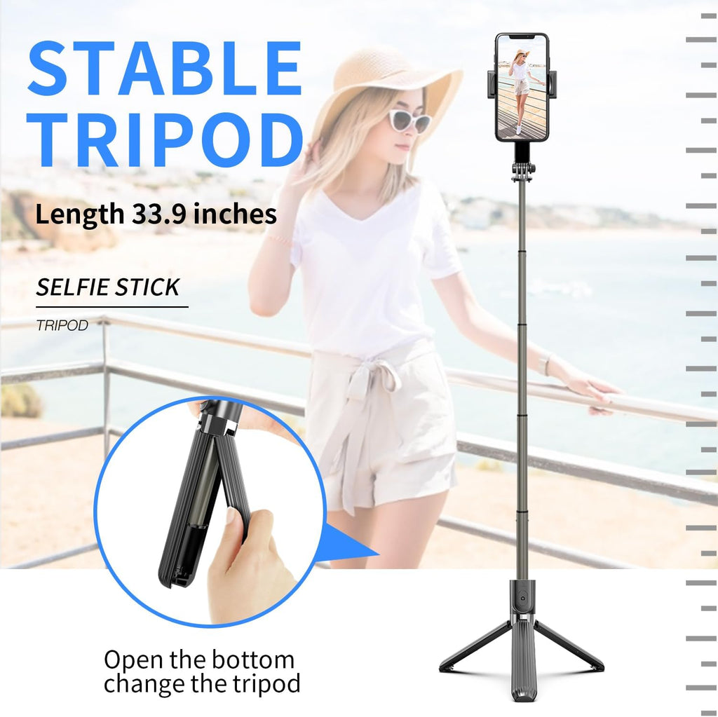 Gimbal Stabilizer for Smartphone ，with Retractable Selfie Stick and Tripod，1-Axis Multifunction Remote 360°Automatic