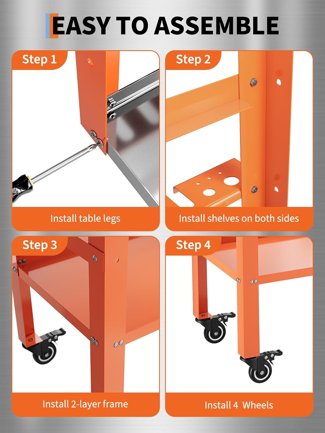 36" x 18" Welding Table, 1200 Lbs Capacity Welding Workbench Table Top with Lockable Wheels,Tool Rack & Tray, 4 Tool