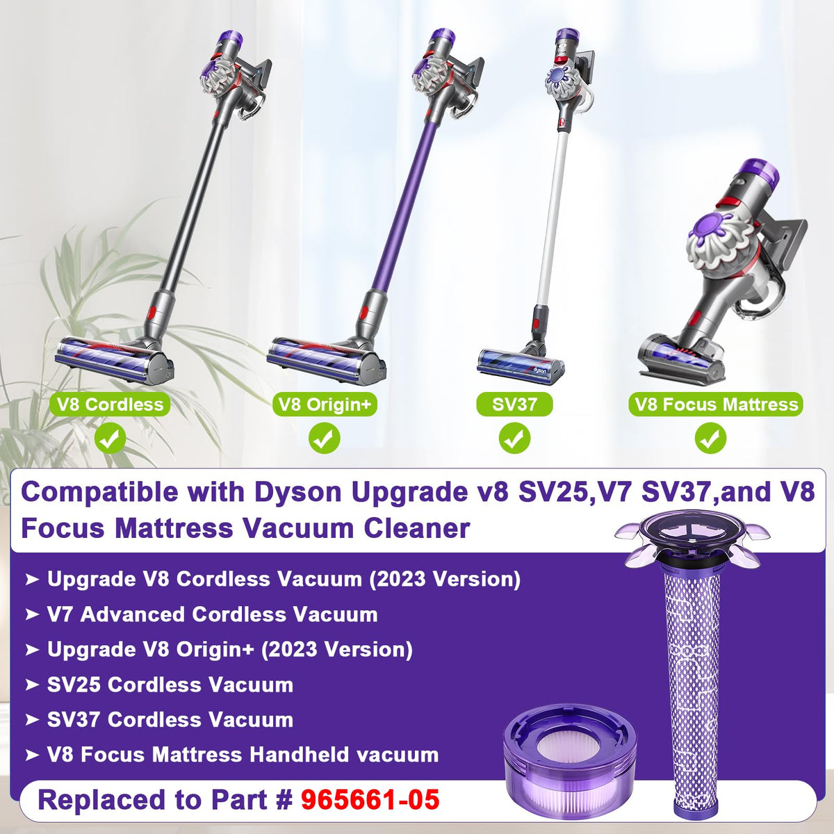Upgraded V8 Filter for Dyson V8 V7 New Version SV25 SV37 V8 Animal Extra