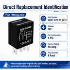 Cuttnell 3-Pack G8HE-1C7T-R1-DC12 Relay 12V 40A 5-Pin