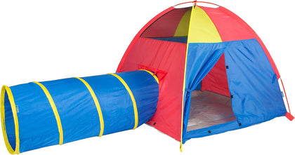 20414 Kids Hide-Me Dome Tent and Crawl Tunnel Combo for Indoor/Outdoor Play Red/Yellow/Blue Large