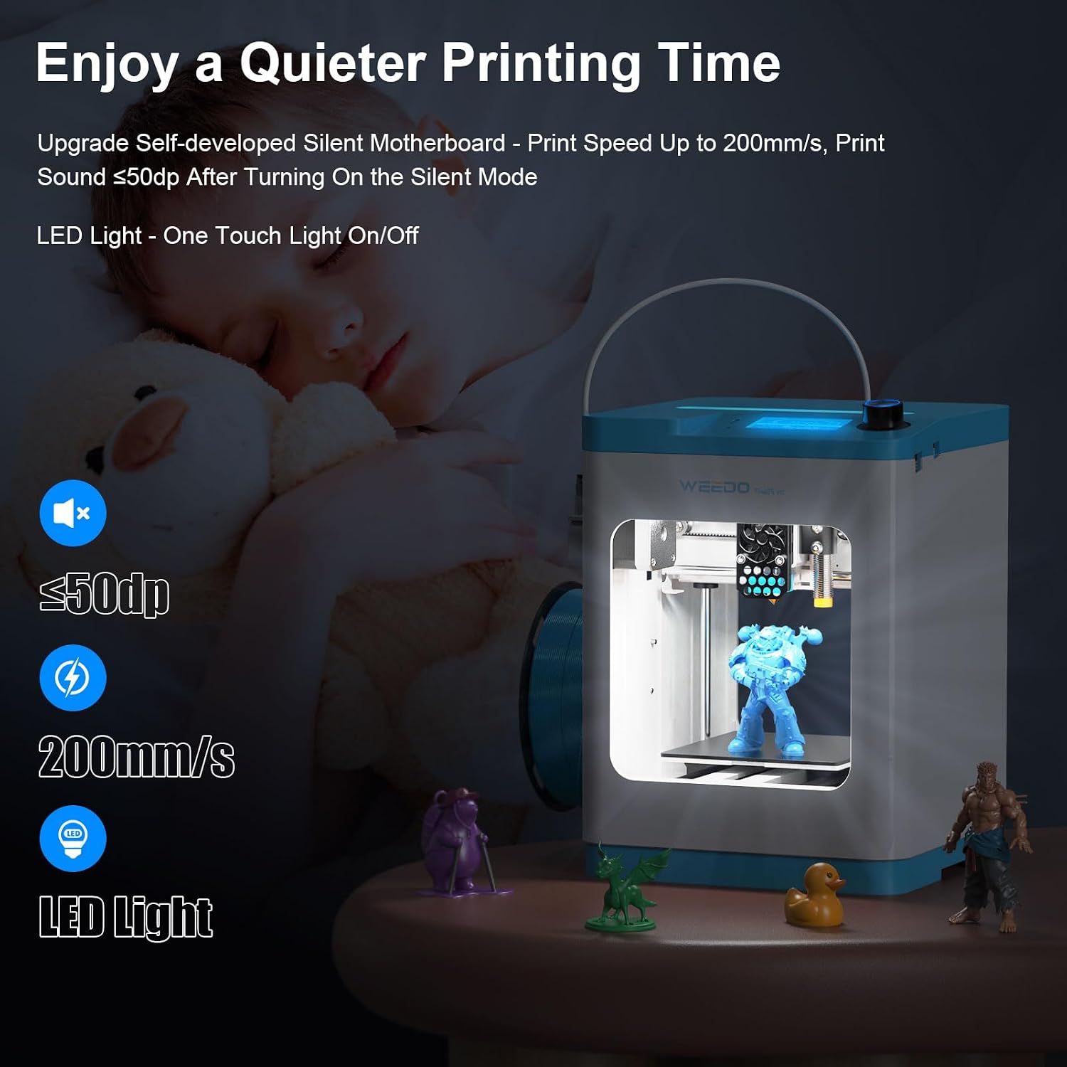 TINA2S 3D Printer for Kids and Beginners, WEEDO Mini 3D Printer with Fully Assembled and Auto Leveling, WiFi & App
