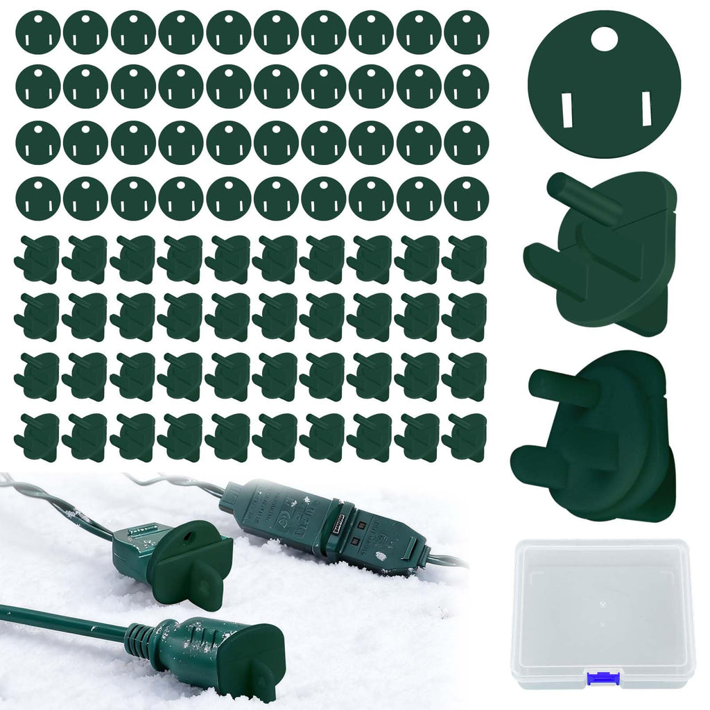 40Set Weatherproof Gaskets & Plug Protector Covers for Extension Cord,Green