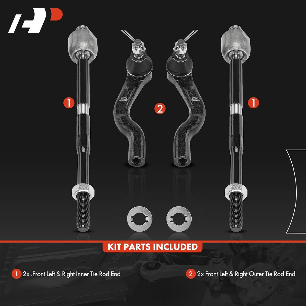 A-Premium Front Inner & Outer Tie Rod End Kit, Compatible with Honda