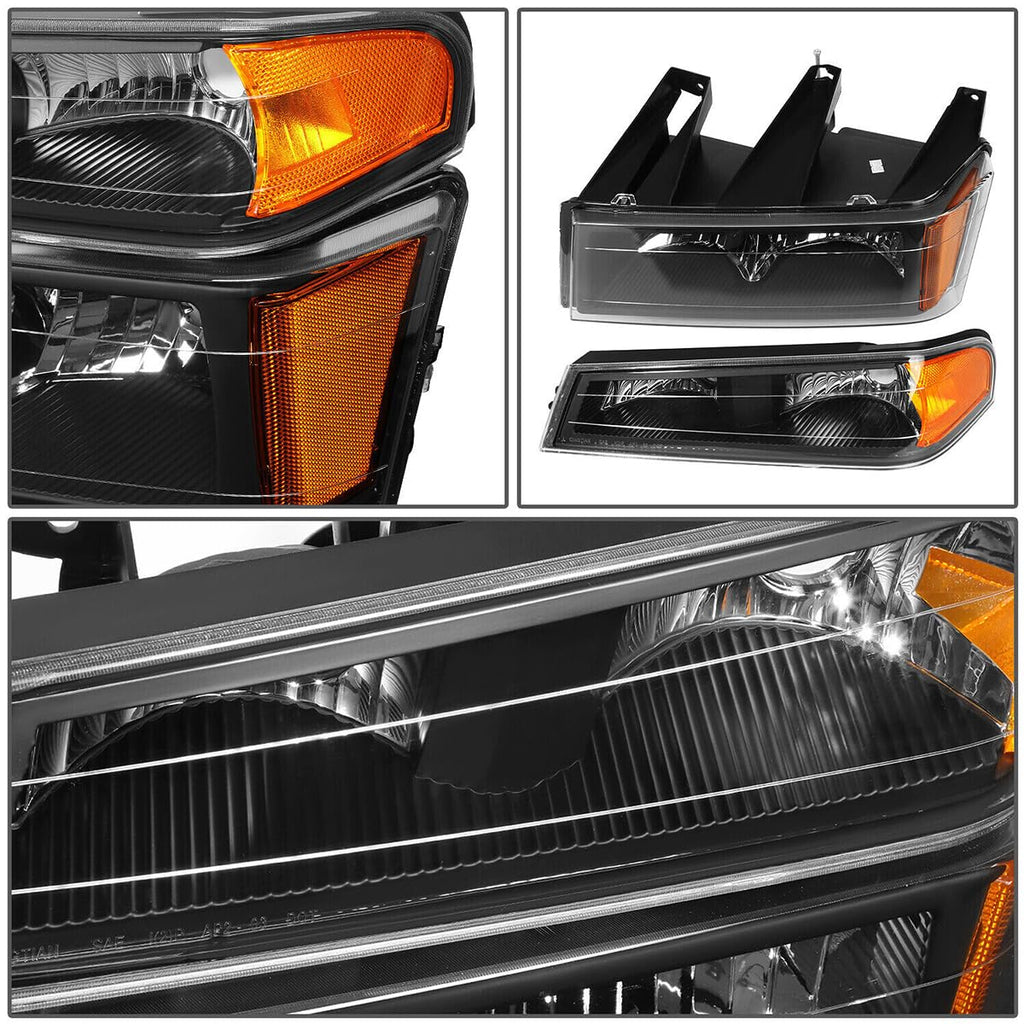 Fit For 2004-2012 Chevy Colorado Headlights + Parking Lights + Grille Set