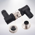 M12 Aviation Connector,4pcs 5-Pin Female Right Angle Socket Panel A Code Field Wireable IP67 Waterproof Industrial Circular Connector