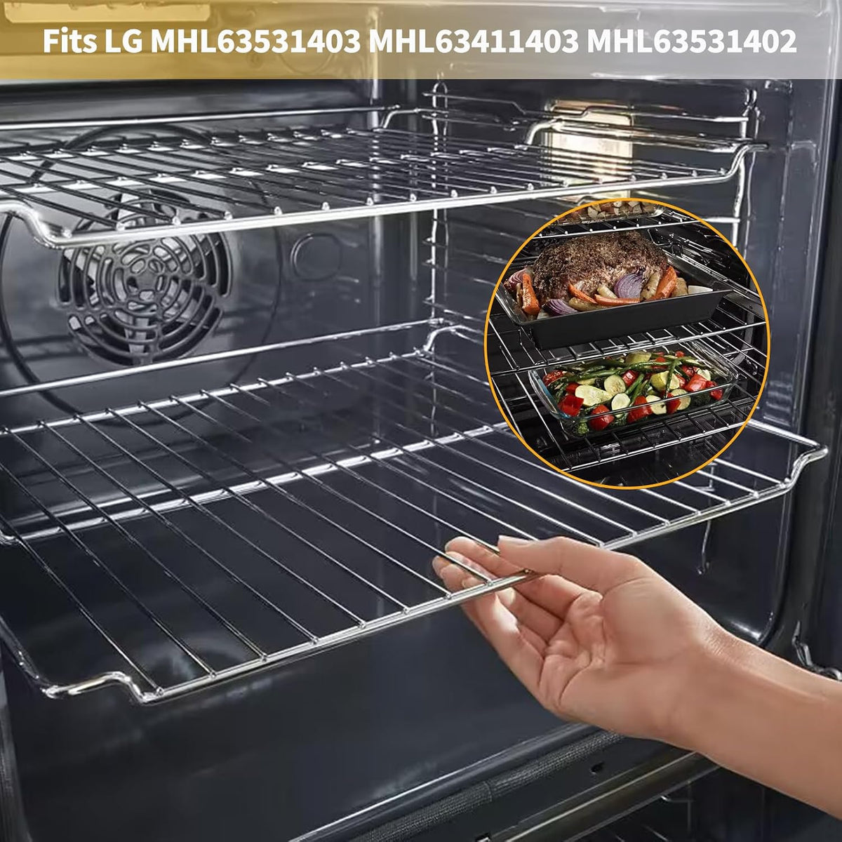 Allstare 304 Stainless Steel MHL63531403 Oven Rack Replacement for LG Stove Oven Parts 24 1/2" x 16" MHL63411403 MHL63531402 Rack-Flat LG Range Oven Parts Oven Shelf LDG4313ST Wire Rack 1 Pack