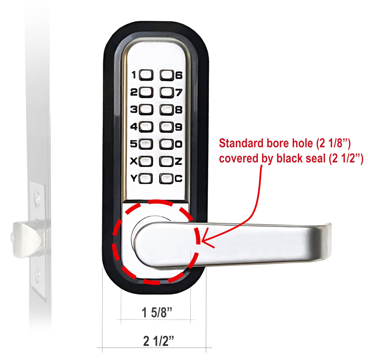 Double-Sided Mechanical Keyless Door Lock Lever Handle Satin Chrome