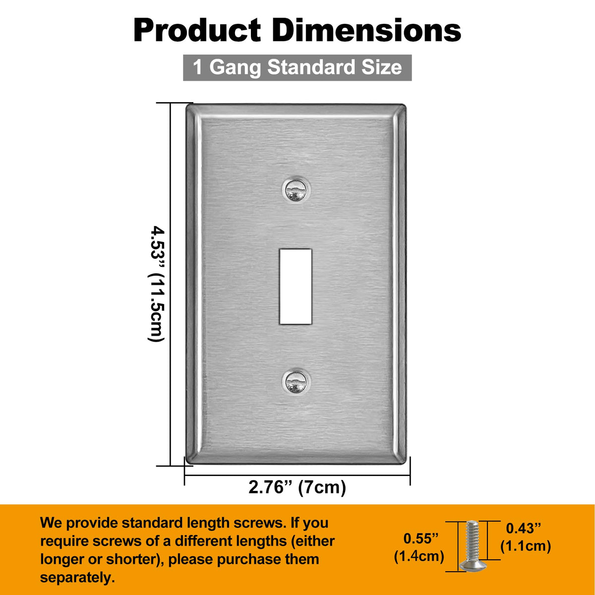 BESTTEN 1 Gang Toggle Switch Metal Wall Plate 10 Pack, Standard Size