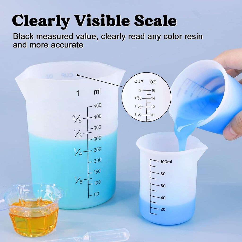 Silicone Measuring Cups, 450 ml and 100 ml Mixing Kit