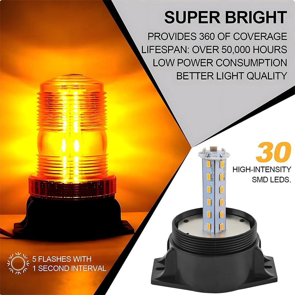 Car Amber LED Strobe Lights, Magnetic Vehicle Safety Warning Emergency Flashing Beacon Lights, Automitive Roof Top