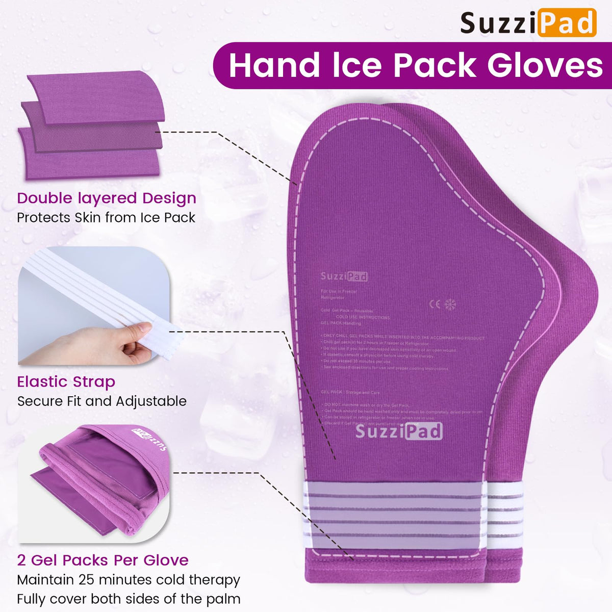 Cold Socks & Hands Ice Pack for Chemo Must Haves, Purple, S/M