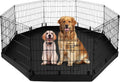 Octagonal Dog Playpen with Bottom Pad - Metal Foldable Exercise Pen, 8 Panels 24" H x 24" W Indoor Outdoor Pet Fence