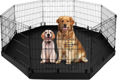 Octagonal Dog Playpen with Bottom Pad - Metal Foldable Exercise Pen, 8 Panels 24" H x 24" W Indoor Outdoor Pet Fence
