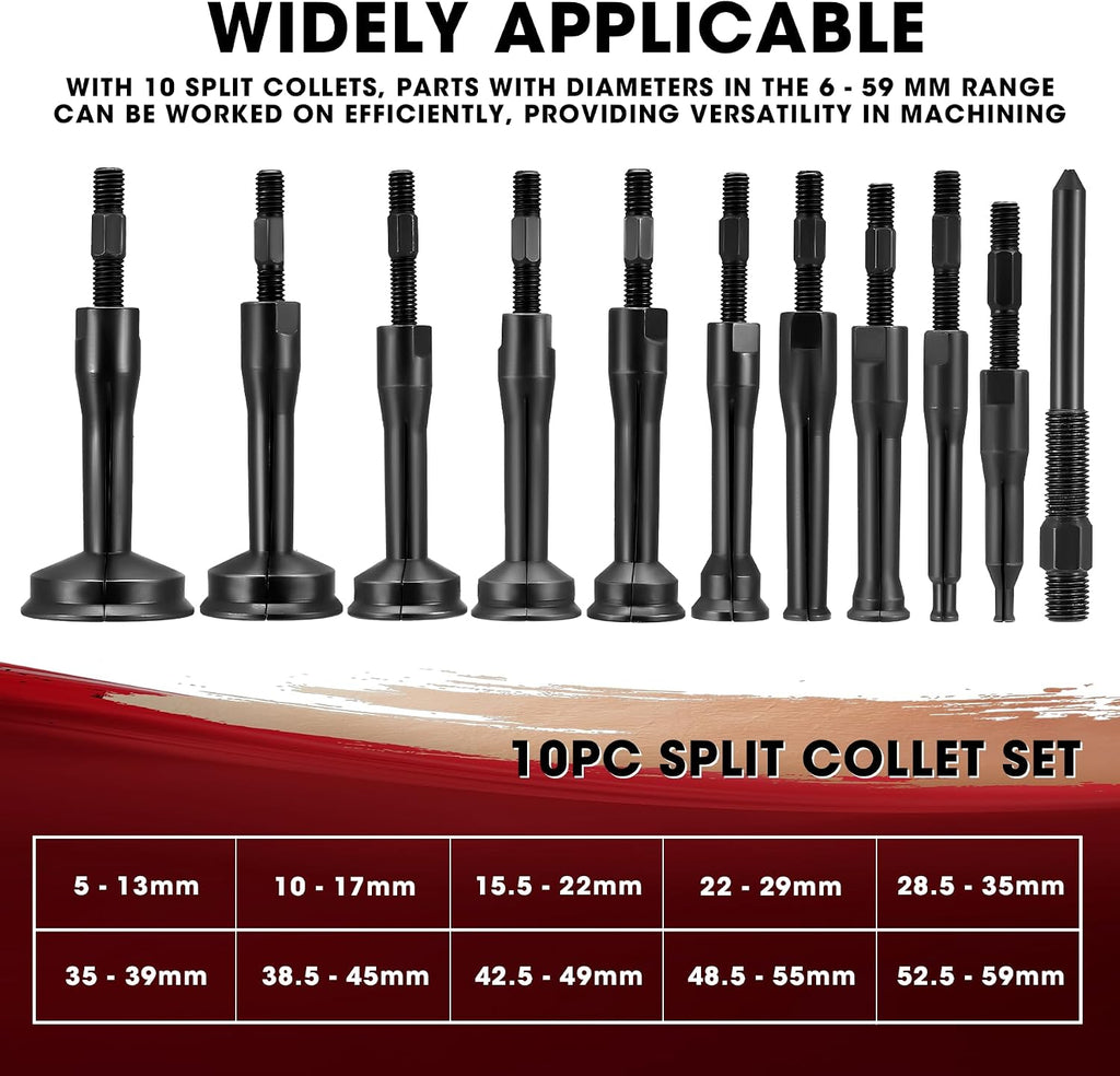 16Pc Blind Hole Bearing Puller Kit – Slide Hammer, Collet Set (Red)