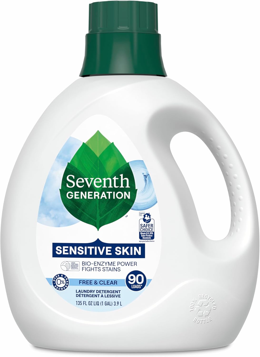 Liquid Laundry Detergent, Free & Clear, 90 Loads, USDA Certified 97% Biobased, 135 Fl Oz