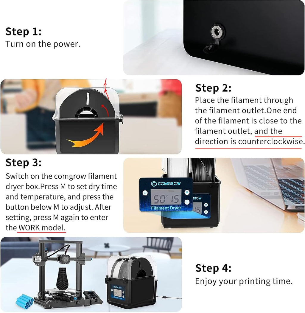 3D Printer Filament Dryer Box, Comgrow 3D Filament Storages, Keeping Filaments Dry During 3D Printing, Compatible