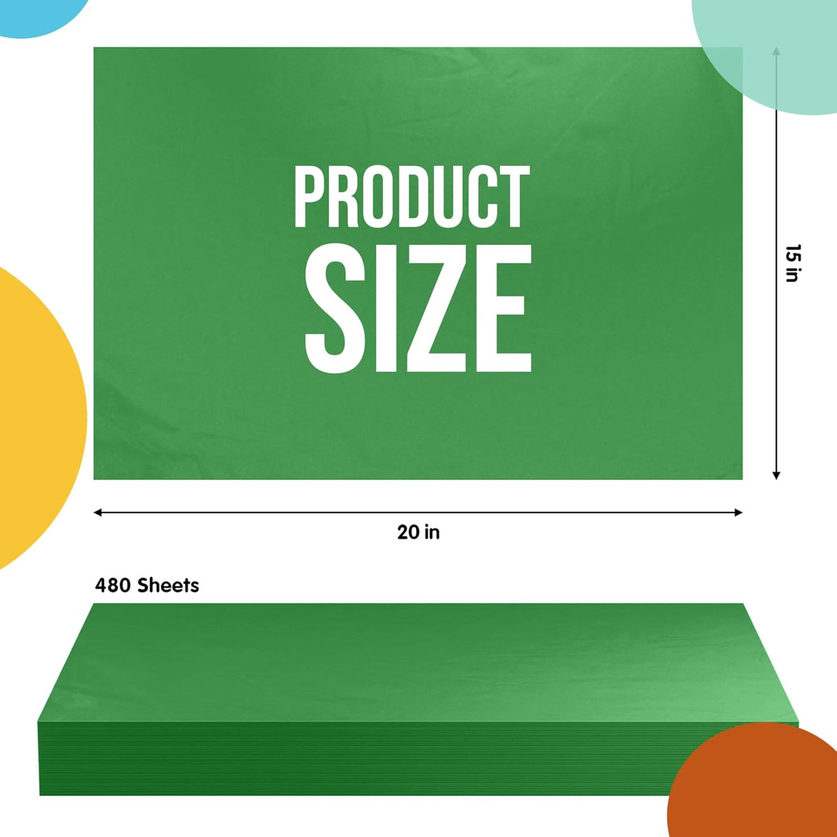 Emerald Green Tissue Paper for Gift Bags 15" X 20" 480 Sheets