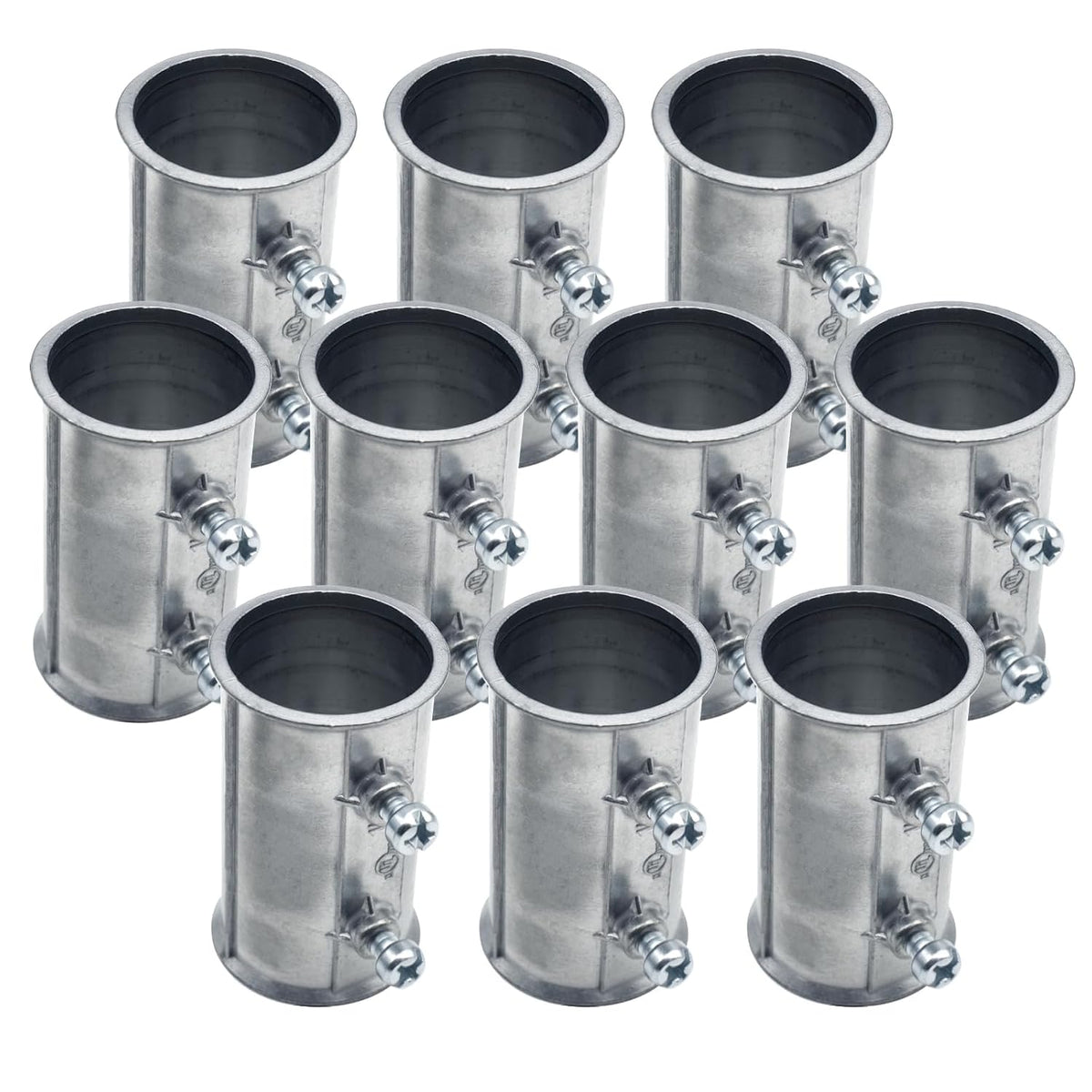 1" UL Listed EMT Screw Coupling, Zinc Plated Steel, 10 Pack