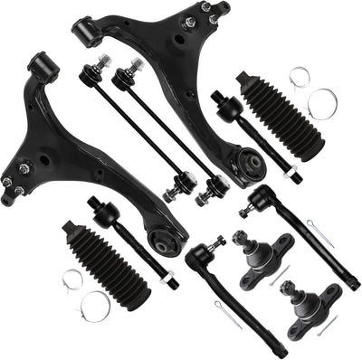 SCITOO 12pcs Suspension Kit For 2007-2012 For Hyundai for Elantra w/Suspension Parts Lower Control Arm Lower Ball Joint Sway Bar End Link Inner Tie Rod End Outer Tie Rod End w/Boots