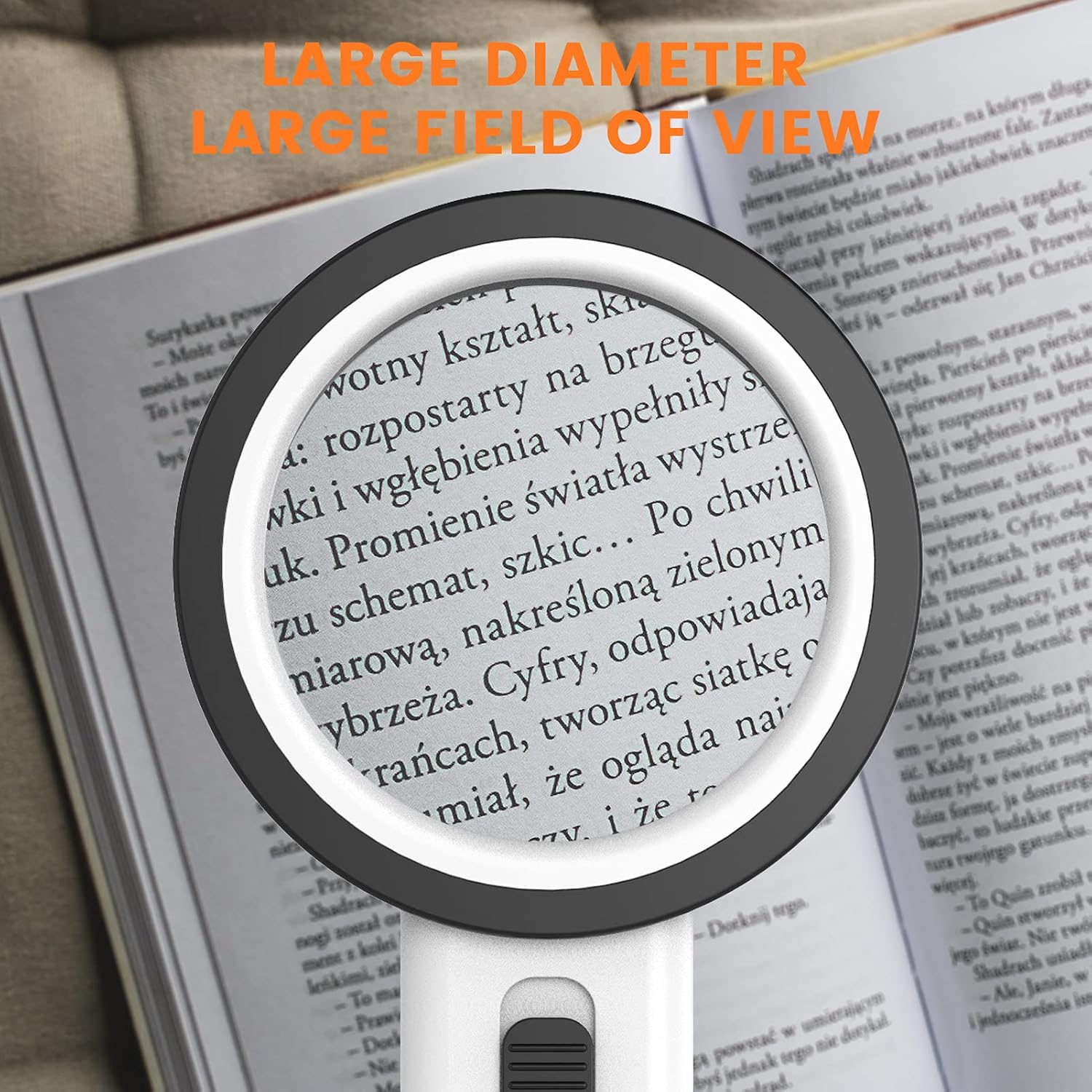 Magnifying Glass with Light, Double-Layer Glass Lens Handheld Large Magnifying Glass 12 LED Lighted Magnifier for