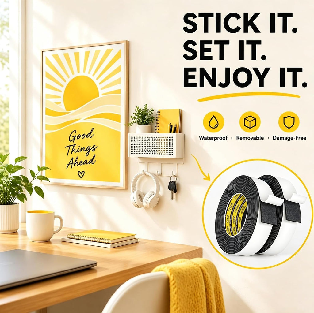 Heavy Duty Double Sided Tape, Black Foam Tape,1 in X 16.4 ft