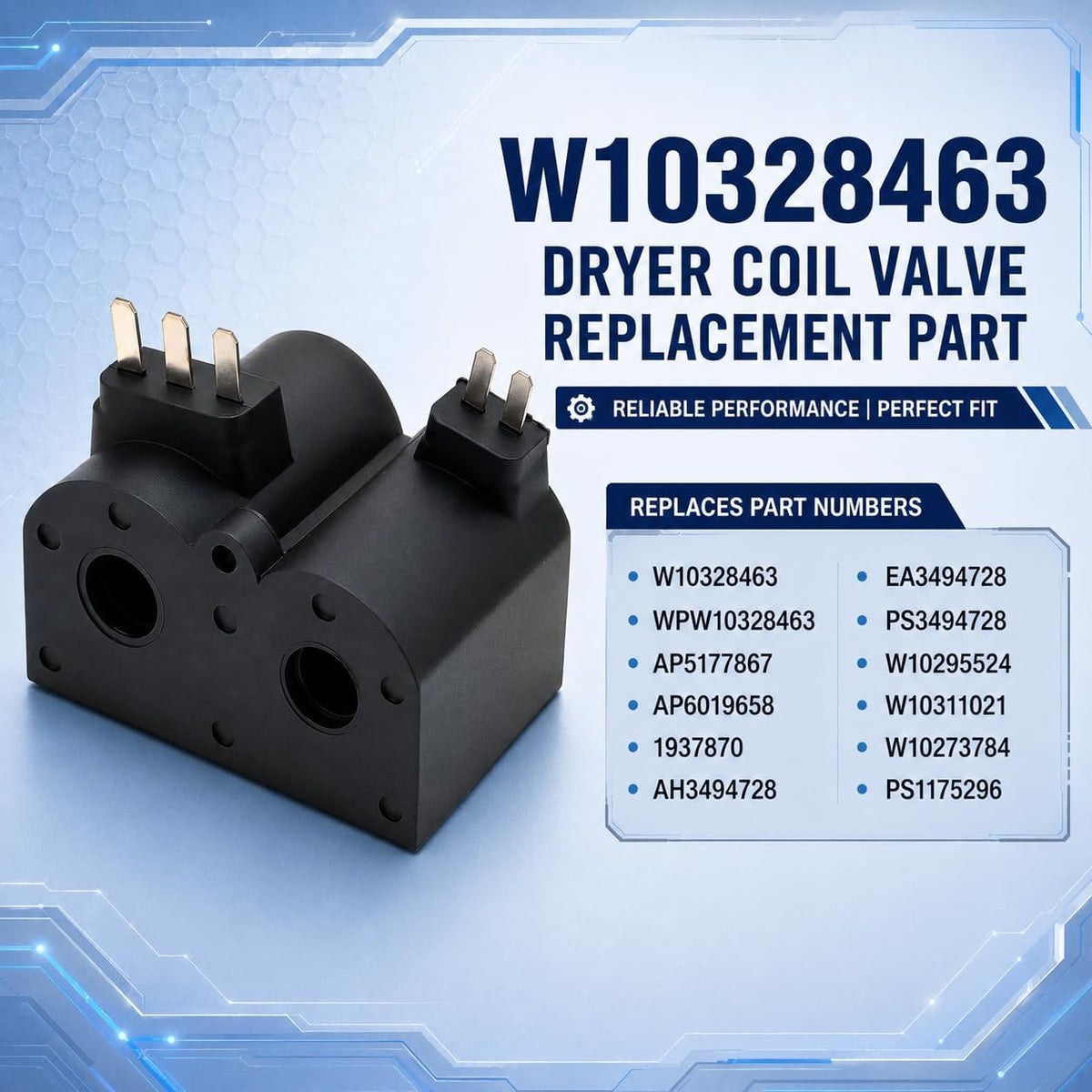 W10328463 Gas Dryer Coil Kit 1 Pack, Compatible with Whirlpool and Kenmore Gas Dryers, Replaces WPW10328463 W10295524 W10273784 AP5177867 PS3494728