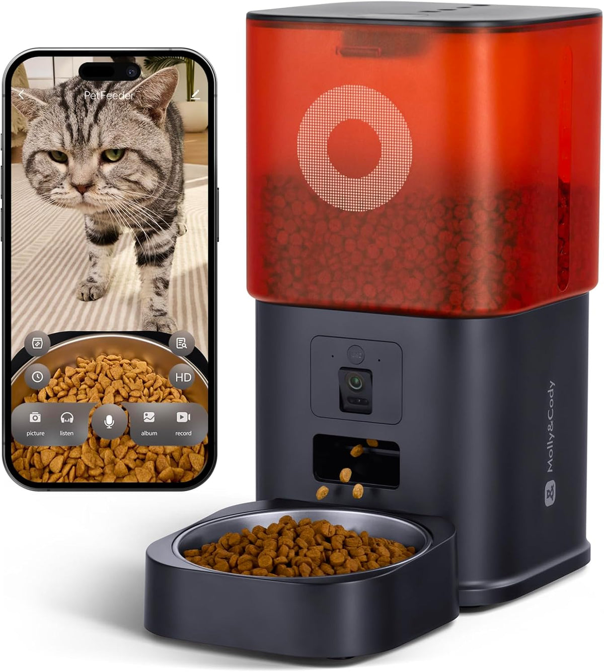 Automatic Cat Feeder with Camera: 6L Automatic Dog Feeder with 2-Way Audio Night Vision Dual Power Supply App Control