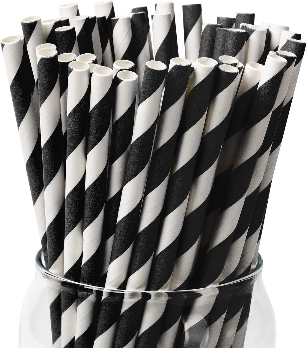 [100 Pack] Black Paper Straws
