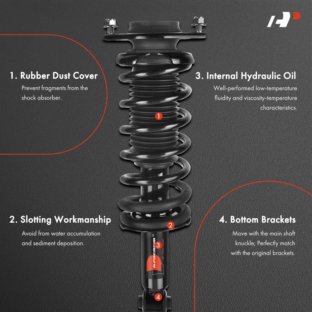A-Premium Rear Complete Shock Struts & Coil Spring Assembly