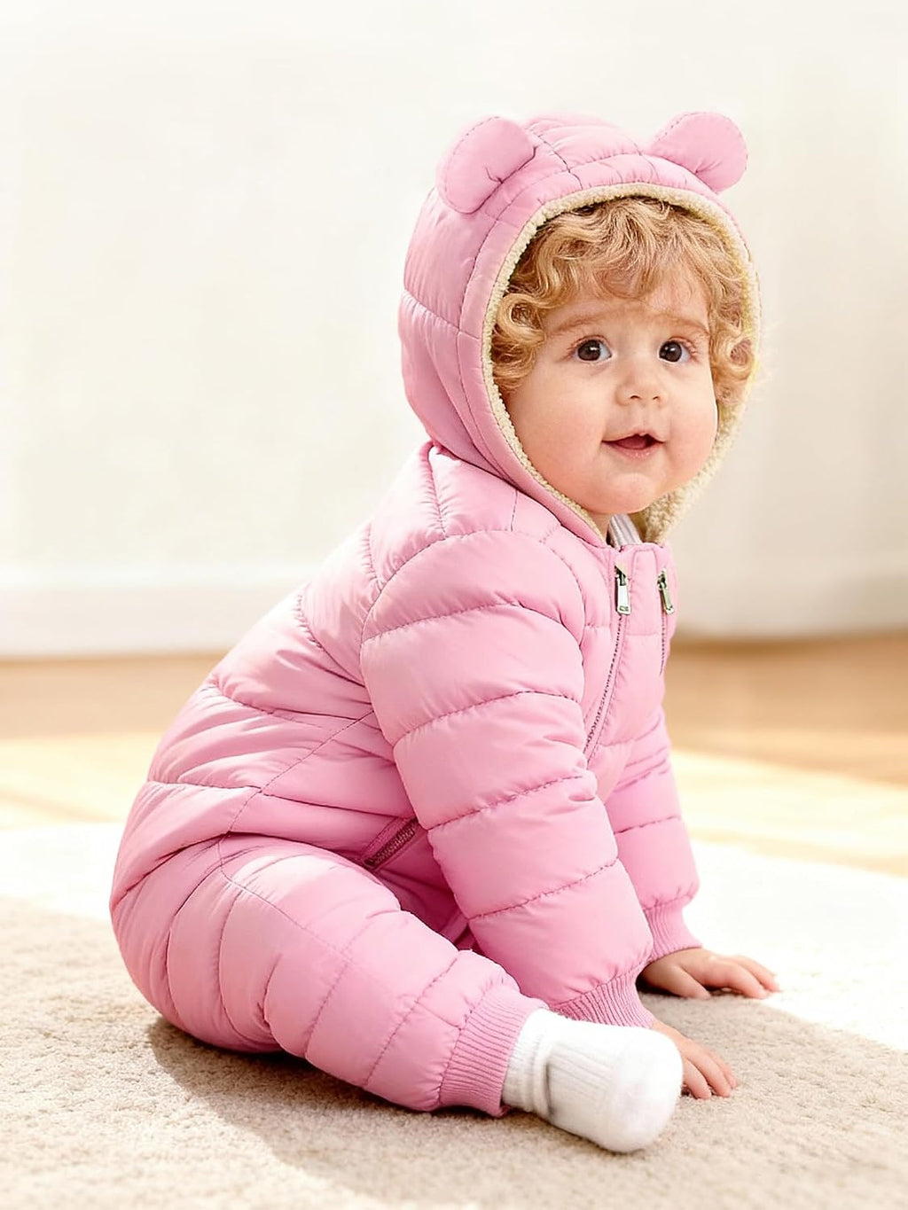 Baby Snowsuit Toddler Girl Clothes Cute Hooded Double Zipper Boys Winter Coat Unisex Romper for Infant