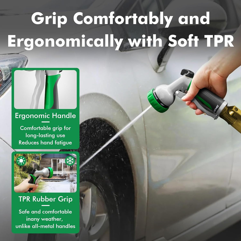 Garden Hose Nozzle, Heavy Duty Metal Water Hose Nozzle with 7 Adjustable Spray Patterns, High Pressure Hand Sprayer