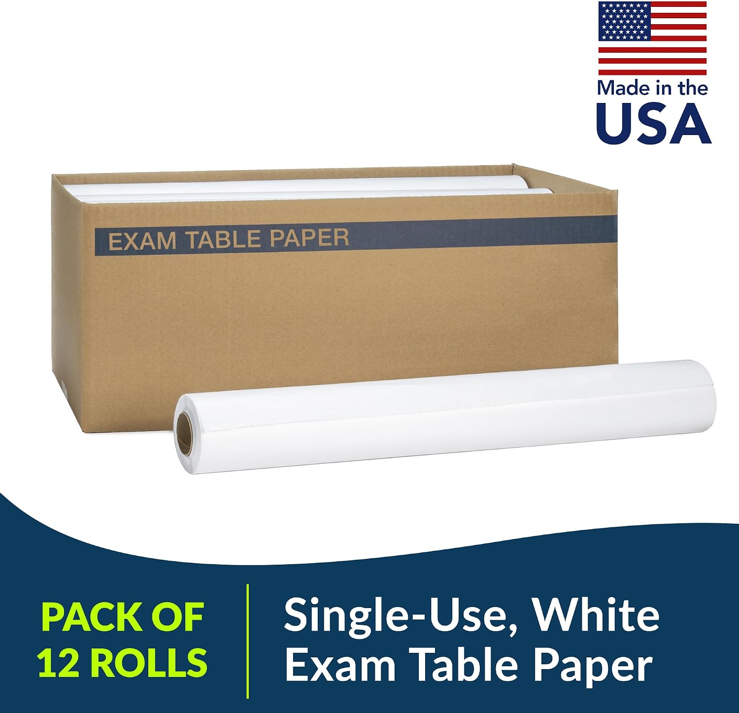 517 Avalon Exam Table Paper, White, 21” x 225’ (Pack of 12) ― Standard Smooth Paper ― Hygienic Barrier ― for Medical