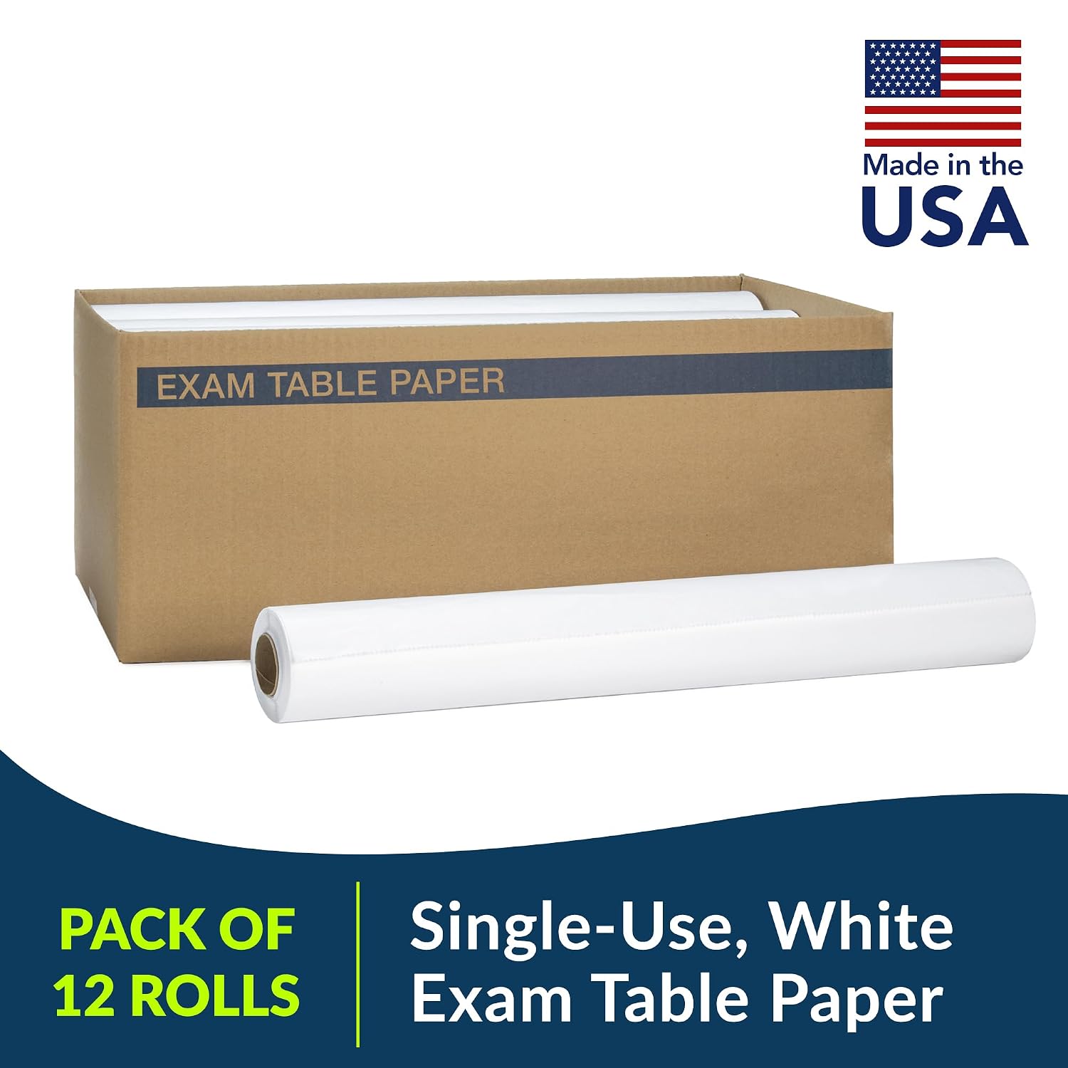 503A Avalon Exam Table Paper, White, 18” x 225’ (Pack of 12) ― Premium Smooth Paper ― Hygienic Barrier ― for Medical