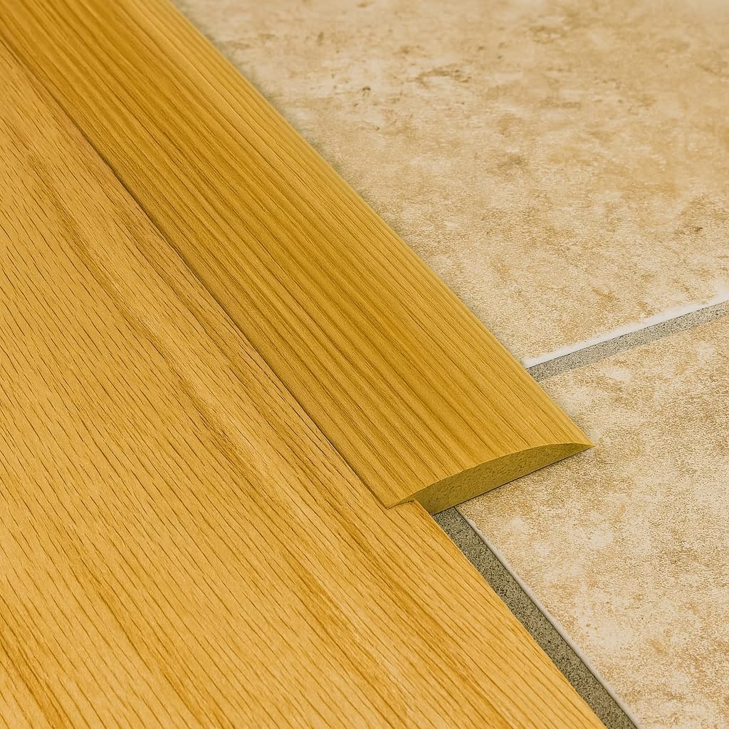 3 FT – 1 3/8" Wide Solid Oak Overlap Transition Strip with 1/4" High Overlap – Seamless Reducer Molding for Floor