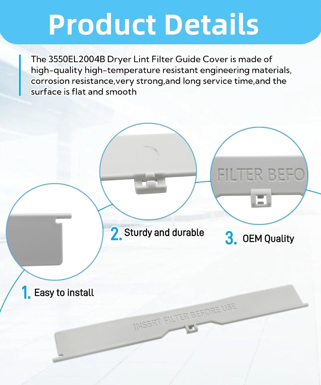 3550EL2004B Dryer Lint Screen Guide Filter Cover Fits for LG Kenmore Dryer