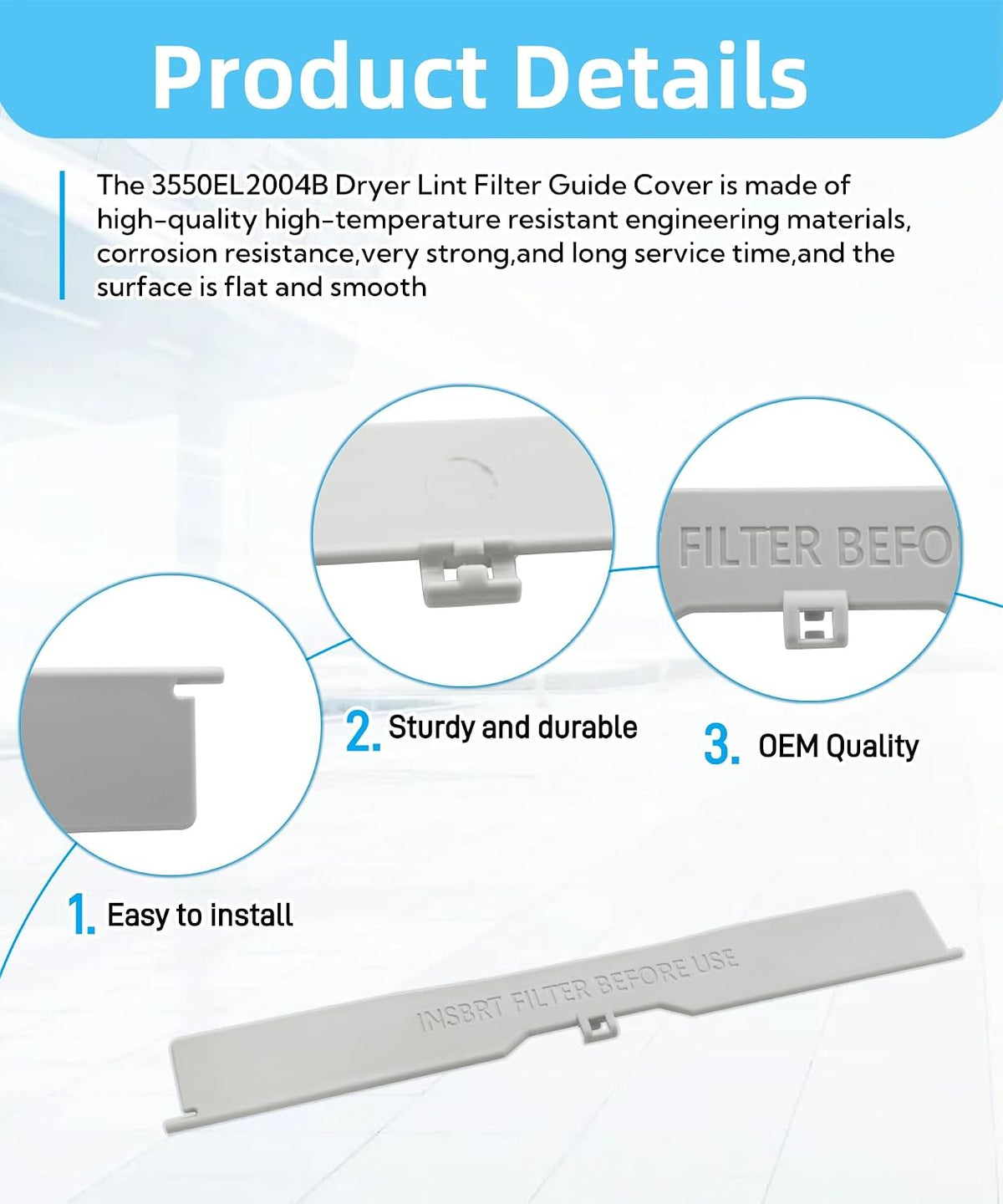 3550EL2004B Dryer Lint Screen Guide Filter Cover Fits for LG Kenmore Dryer