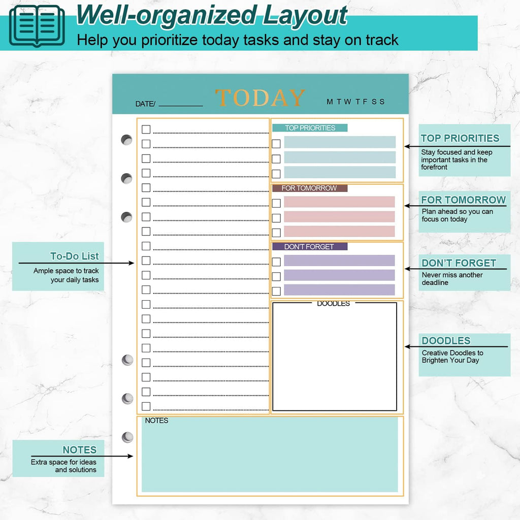 A5 Refill Paper Planner Inserts, 3 Pack 6 Holes Loose Leaf Refill Paper, 300 Pages Budget Planner Binder Inserts