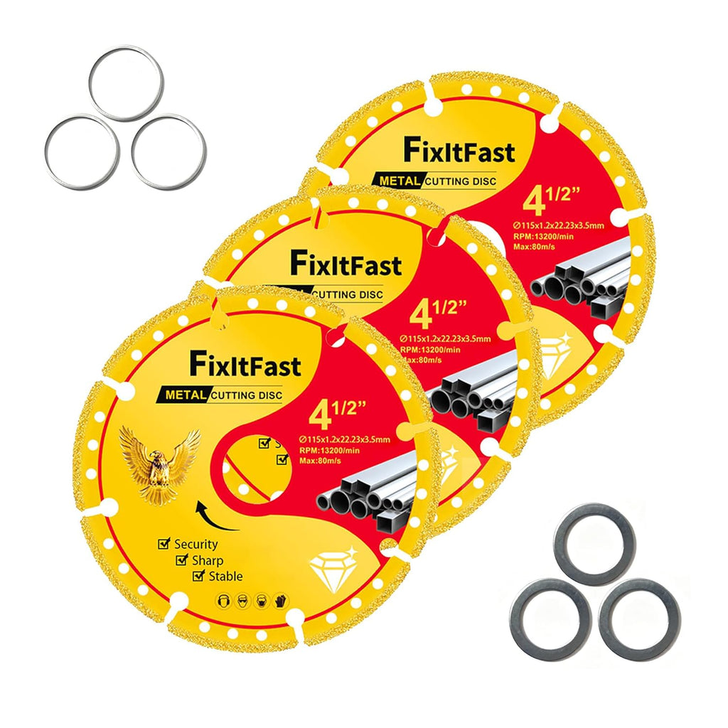 FIXLTFAST 4-1/2" Diamond Cutting Wheel Metal Cut Off Disc for Angle Grinder