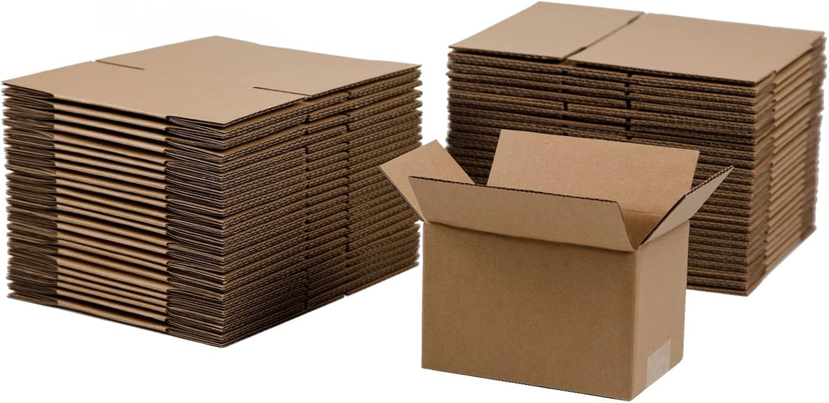 50 Pack 6x4x4 Inches Shipping Boxes, Small Corrugated Cardboard Boxes for Mailing and Packing, Brown