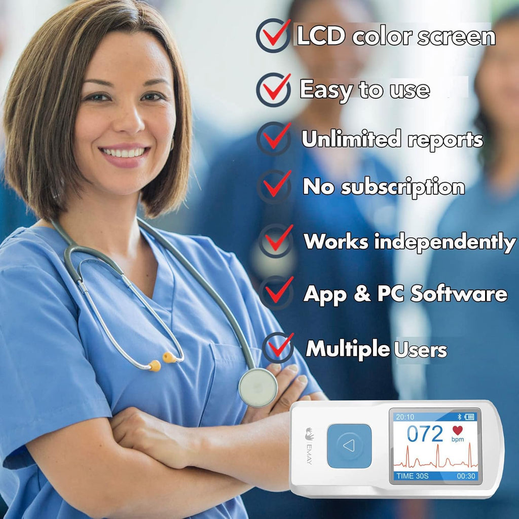 Portable ECG Monitor | Record ECG and Heart Rate | Compatible with Smartphone and PC