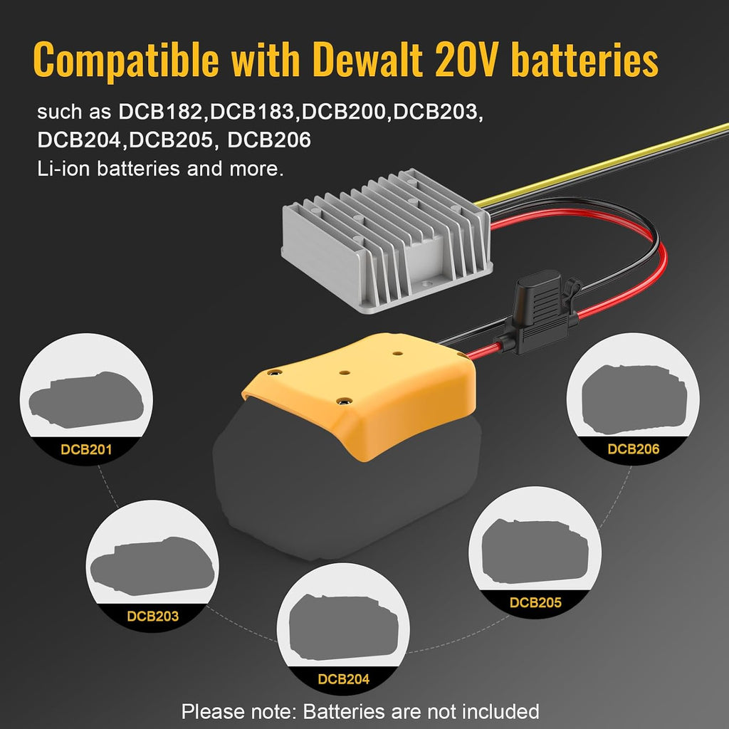 Azocek 20V to 12V Step Down Converter Compatible with DeWalt 20V Battery