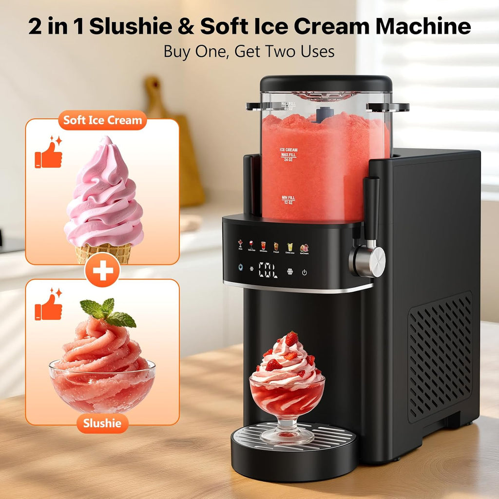 Slushie Machine for Home, Ice Cream Maker, 40OZ Capacity, Black