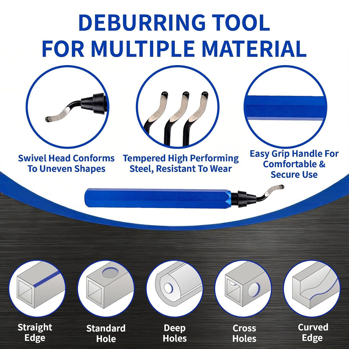 360° Deburring Tool 20pcs M2 HSS 2-Type Blades CNC Handle for 3D Print