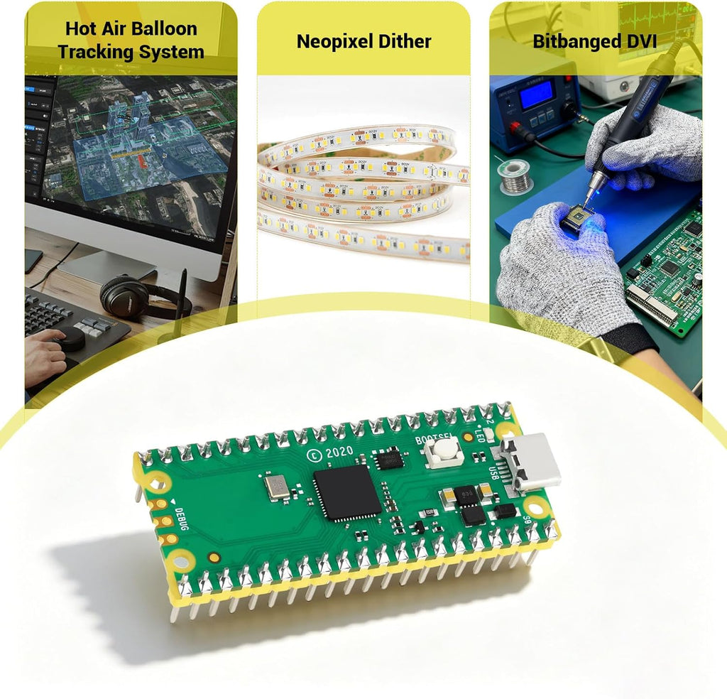 5 Pack Development Board Compatible with Raspberry Pi Pico RP2040, Solderable Pin Header Version, Dual-Core ARM Cortex-M0+ MCU up to 133MHz, 2MB Flash, MicroPython and C/C++ for Education and DIY
