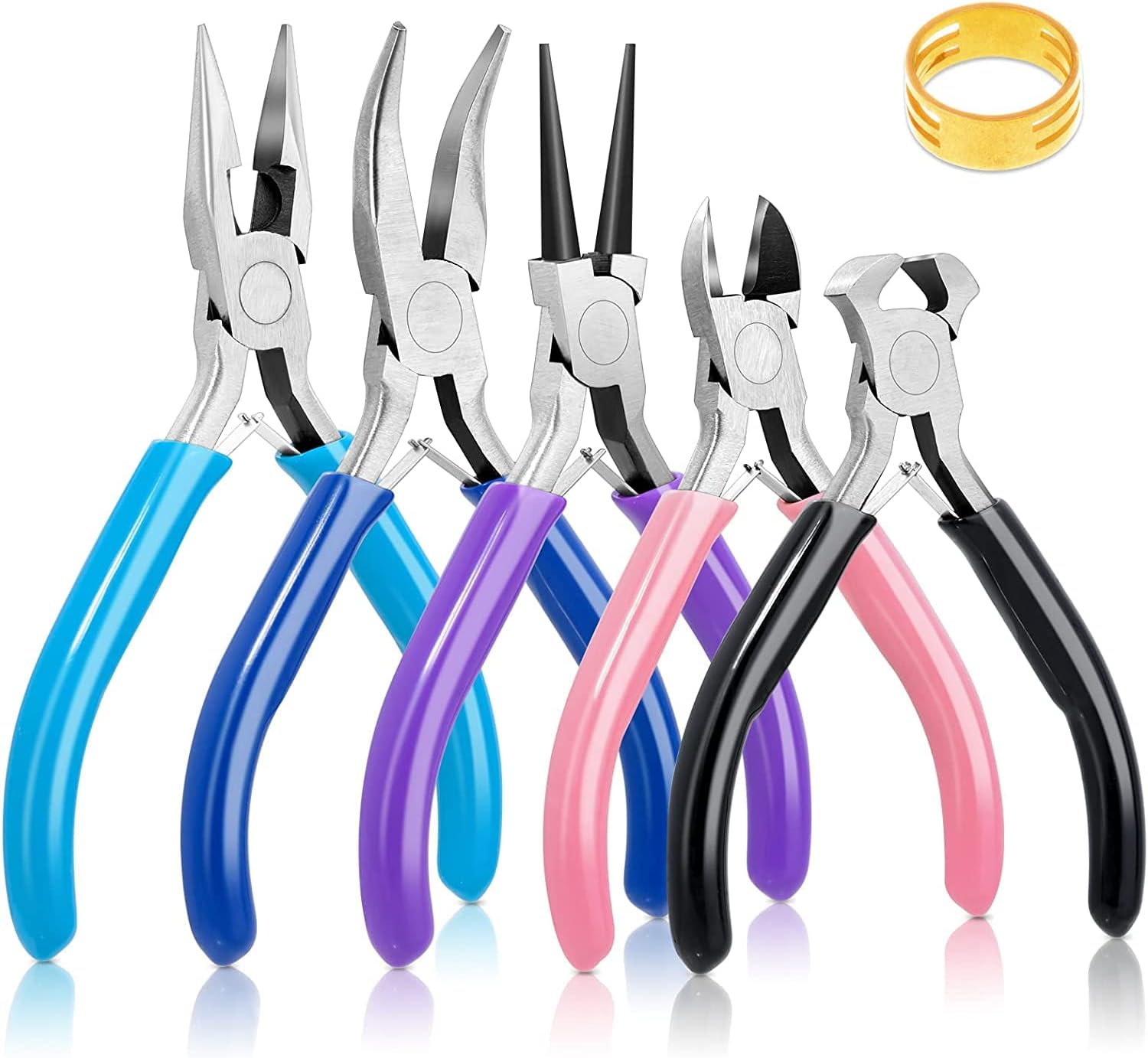 5 Packs Jewelry Pliers Set, Making Tools With Needle/Round/Chain/Bent/Zipper Pliers, Supplies Repair/Cut Kits for